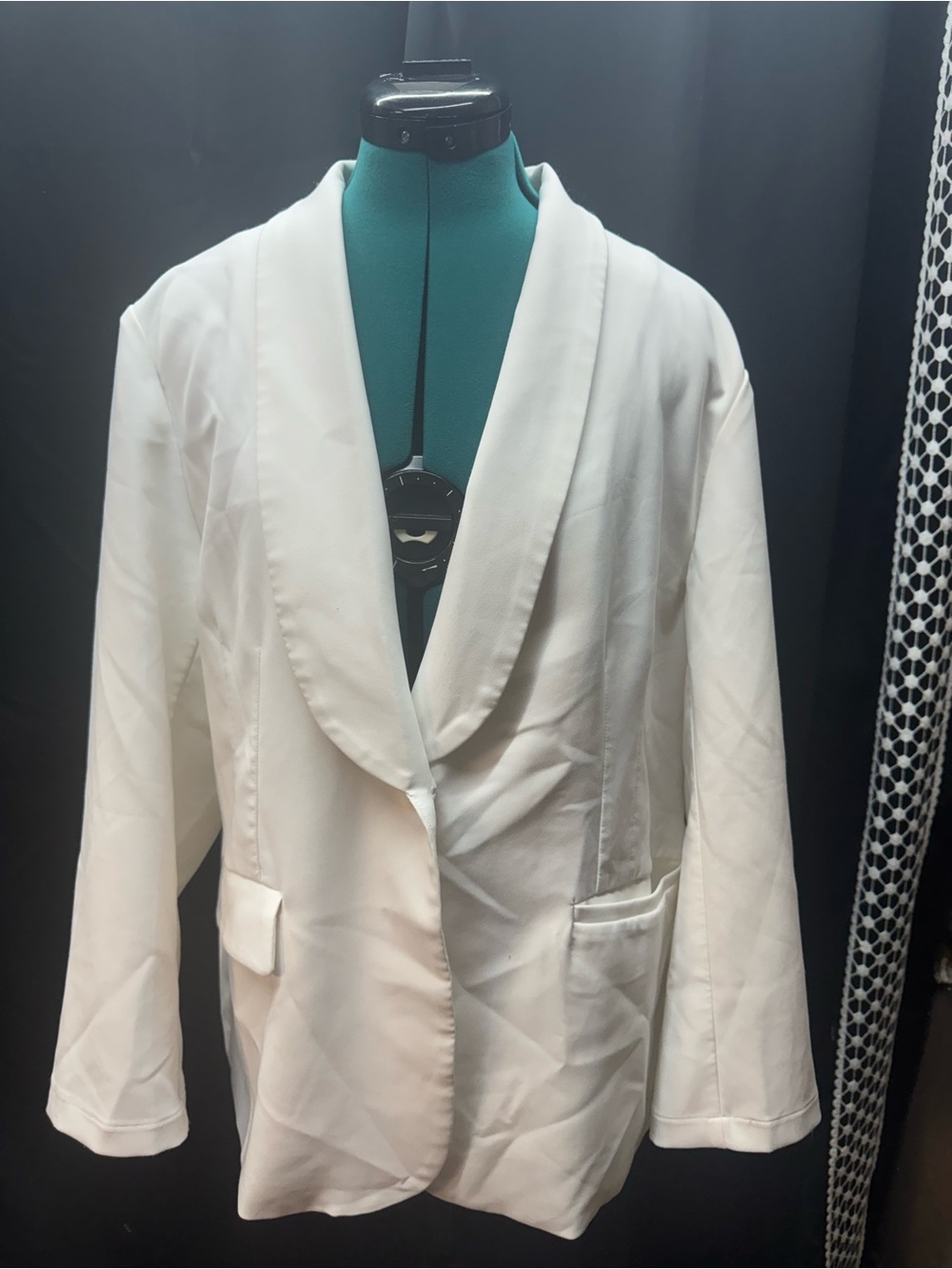 Allegra K White Shawl-Collar Single-Button Blazer
